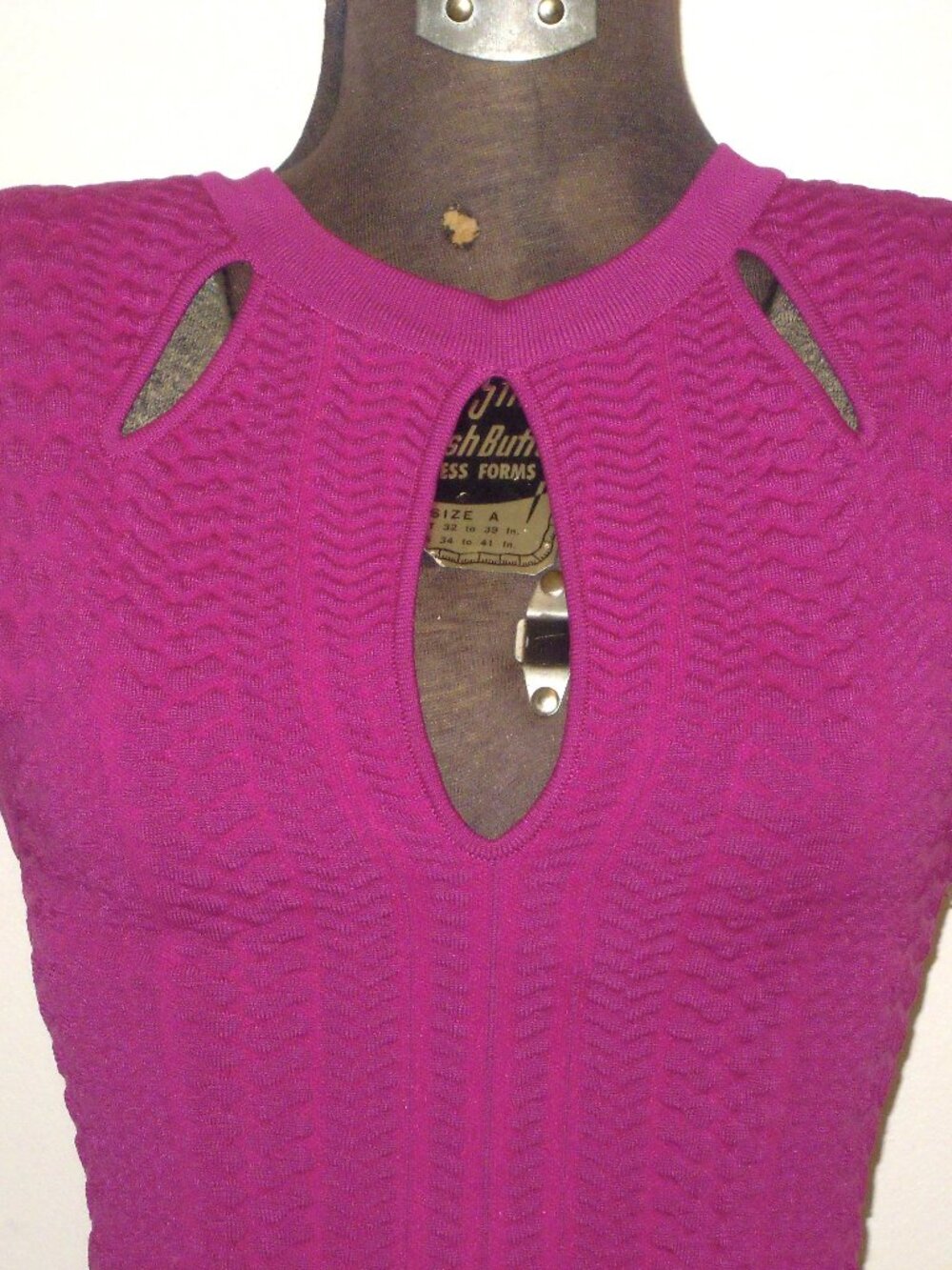 Vintage Bebe Festival Fuchsia Pink Bodycon Cut Out Bandage Dress Sz XS